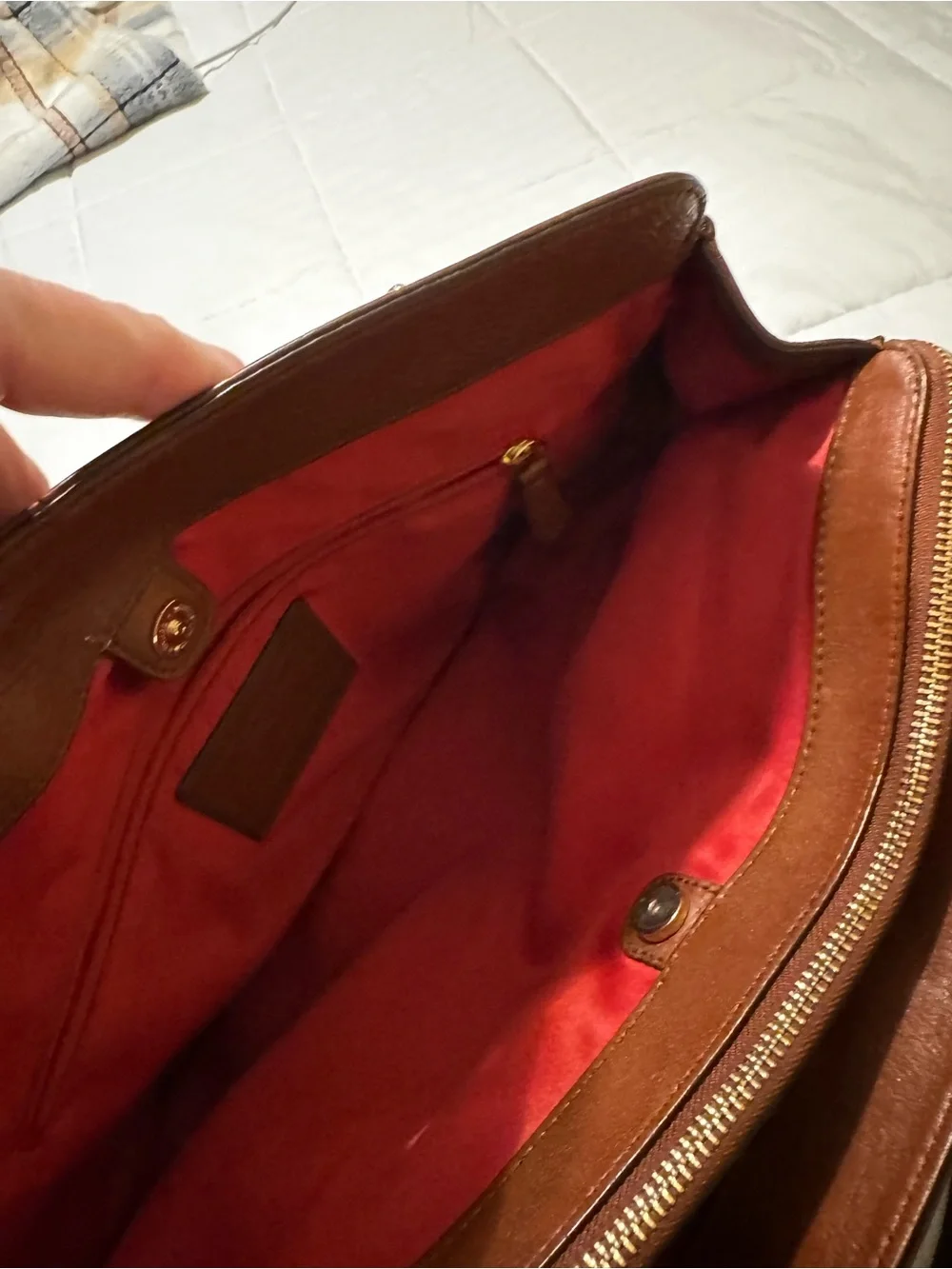 Coach Chestnut Brown Leather Shoulder Bag with Gold Hardware